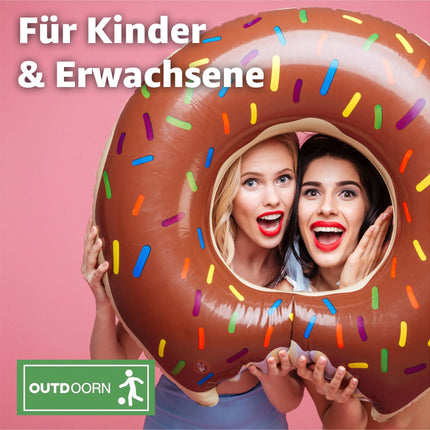 Donut Schwimmring mit 1x Getränkehalter aufblasbar - 120 cm Schwimmreifen für Pool & Wasser - Kinder & Erwachsene