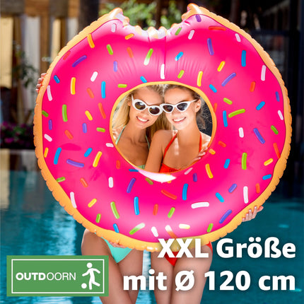 Donut Schwimmring mit 1x Getränkehalter aufblasbar - 120 cm Schwimmreifen für Pool & Wasser - Kinder & Erwachsene