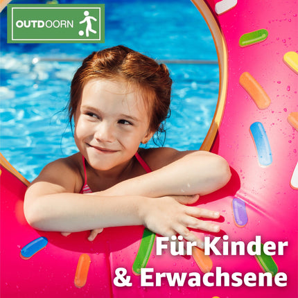 Donut Schwimmring mit 1x Getränkehalter aufblasbar - 120 cm Schwimmreifen für Pool & Wasser - Kinder & Erwachsene