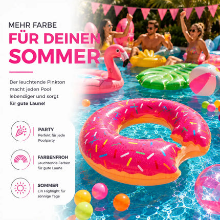 Donut Schwimmring mit 1x Getränkehalter aufblasbar - 120 cm Schwimmreifen für Pool & Wasser - Kinder & Erwachsene Pink