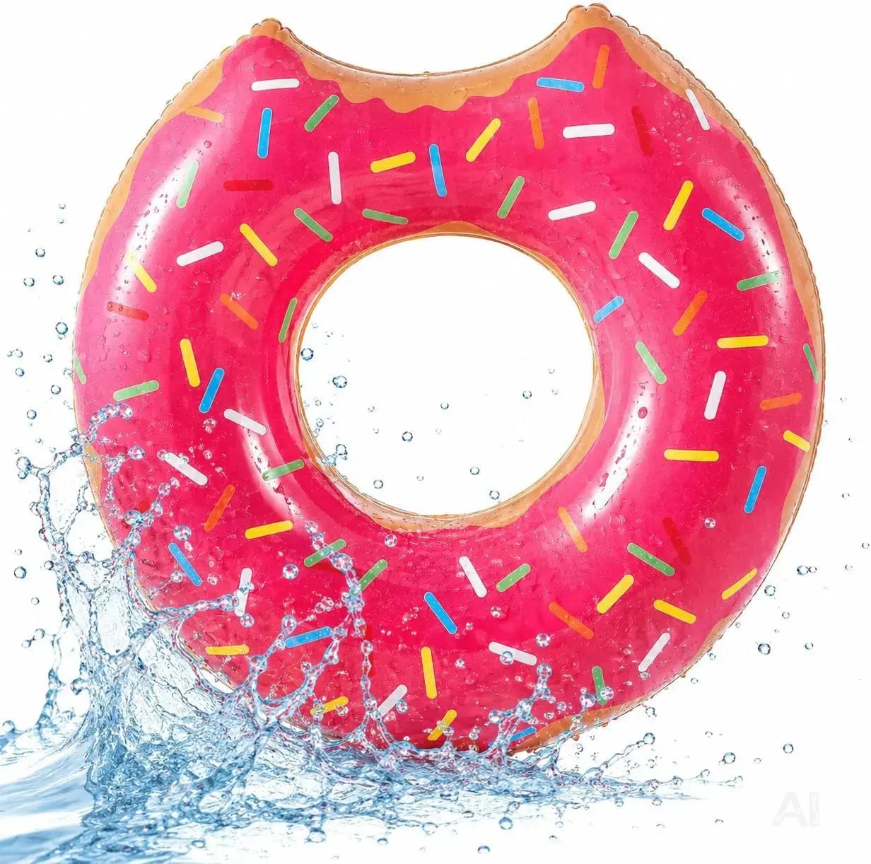Donut Schwimmring mit 1x Getränkehalter aufblasbar - 120 cm Schwimmreifen für Pool & Wasser - Kinder & Erwachsene Pink