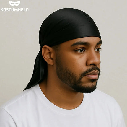 Durag Cap – Stylisches Kopf-Accessoire für Kostüme, Fasching & Themenpartys (Schwarz)