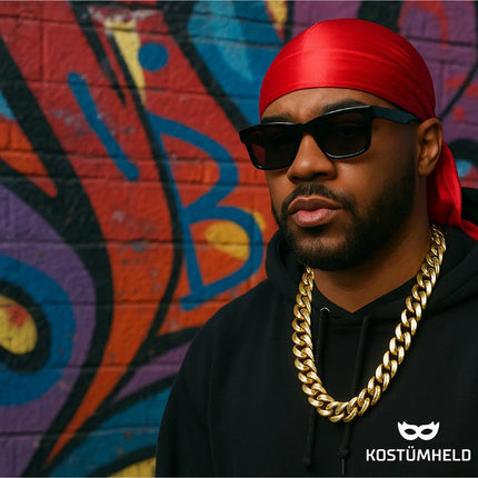 Durag Cap – Stylisches Kopf-Accessoire für Kostüme, Fasching & Themenpartys (Schwarz)