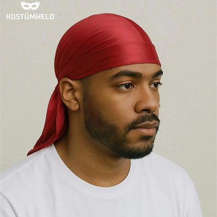 Durag Cap – Stylisches Kopf-Accessoire für Kostüme, Fasching & Themenpartys (Rot)