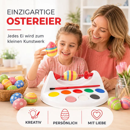 Eierfarbe 1x Eiermalmaschine mit Halterung, Farben & Pinsel - Malgerät Ostereier, fester Halt
