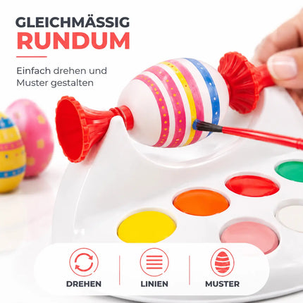 Eierfarbe 1x Eiermalmaschine mit Halterung, Farben & Pinsel - Malgerät Ostereier, fester Halt