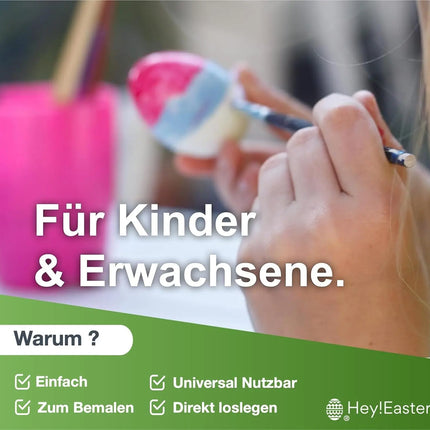 Eierfarbe 4x Eiermalmaschine mit Halterung, Farben & Pinsel - Malgerät Ostereier, fester Halt