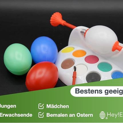 Eierfarbe 4x Eiermalmaschine mit Halterung, Farben & Pinsel - Malgerät Ostereier, fester Halt