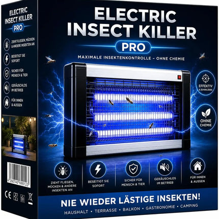 Elektrischer Insektenvernichter mit UV-Lampe – Fliegenfalle & Mückenlampe für Moskitoschutz und effektive Insektenabwehr (Eckig)