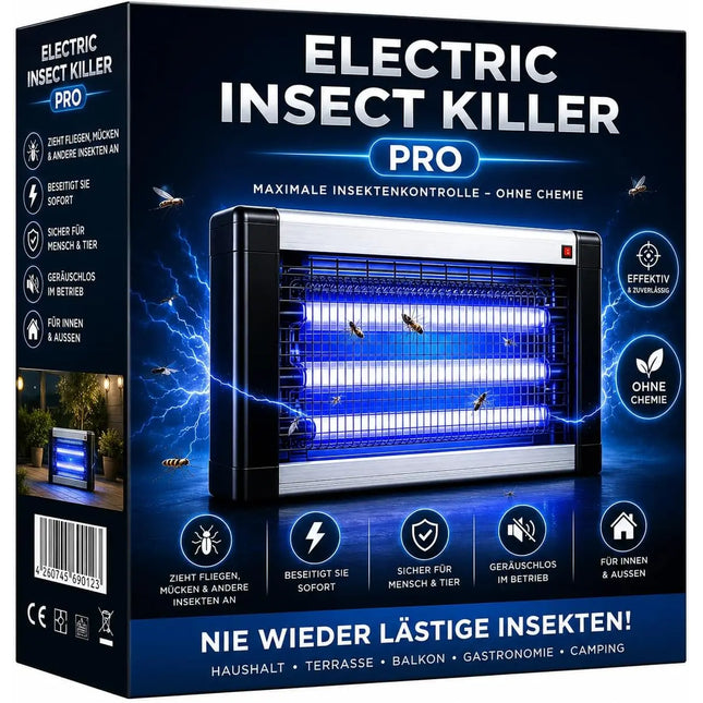 Elektrischer Insektenvernichter mit UV-Lampe – Fliegenfalle & Mückenlampe für Moskitoschutz und effektive Insektenabwehr (Eckig)