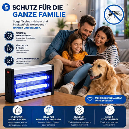 Elektrischer Insektenvernichter mit UV-Lampe – Fliegenfalle & Mückenlampe für Moskitoschutz und effektive Insektenabwehr (Eckig)