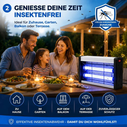 Elektrischer Insektenvernichter mit UV-Lampe – Fliegenfalle & Mückenlampe für Moskitoschutz und effektive Insektenabwehr (Eckig)