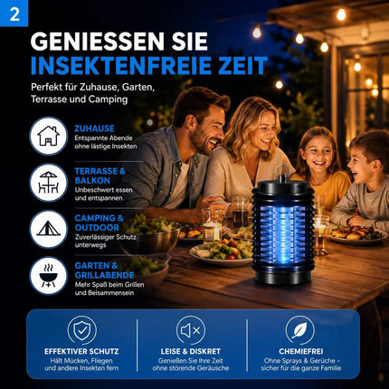 Elektrischer Insektenvernichter mit UV-Lampe – Fliegenfalle & Mückenlampe für Moskitoschutz und effektive Insektenabwehr (Rund)