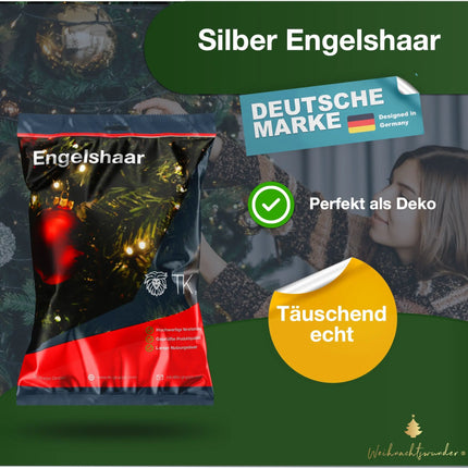 Engelshaar Silber gelockt 15 gr. Lametta Silber für Weihnachten Advent Deko Dekoration