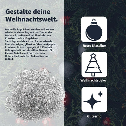 Engelshaar Silber gelockt 15 gr. Lametta Silber für Weihnachten Advent Deko Dekoration