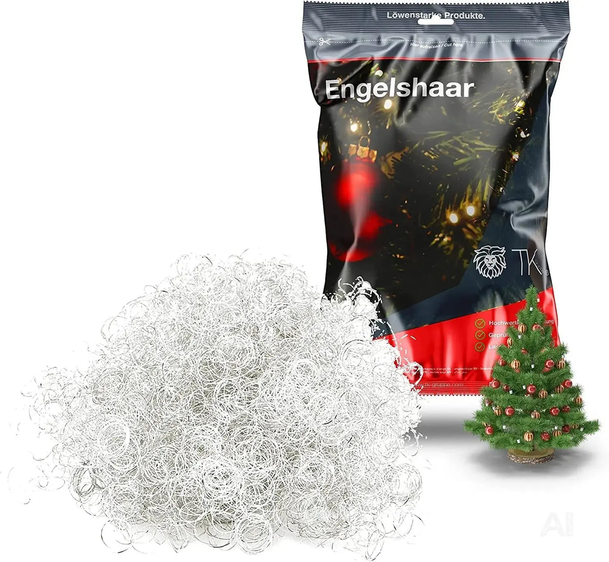 Engelshaar Silber gelockt 15 gr. Lametta Silber für Weihnachten Advent Deko Dekoration