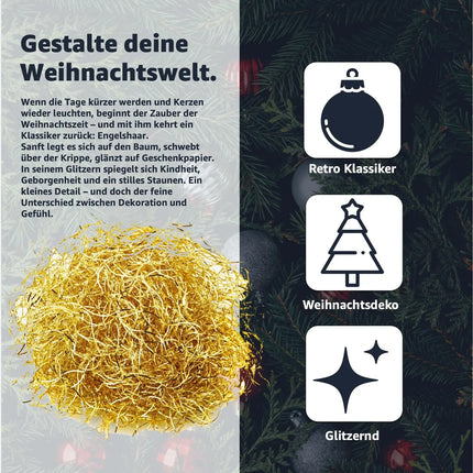 Engelshaar Weihnachten 15 gr. gelockt Lametta Gold Advent Deko Dekoration