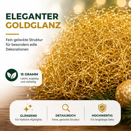 Engelshaar Weihnachten 15 gr. gelockt Lametta Gold Advent Deko Dekoration