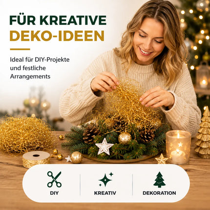 Engelshaar Weihnachten 15 gr. gelockt Lametta Gold Advent Deko Dekoration