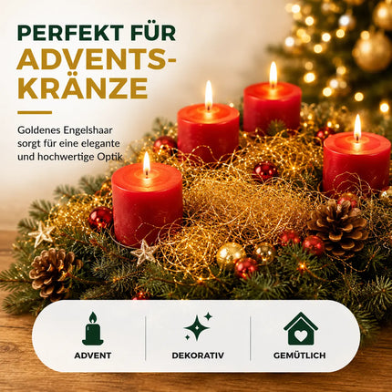 Engelshaar Weihnachten 15 gr. gelockt Lametta Gold Advent Deko Dekoration