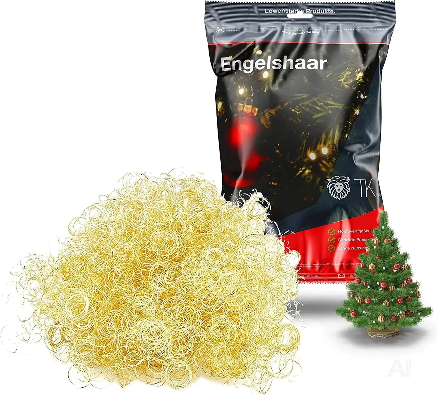 Engelshaar Weihnachten 15 gr. gelockt Lametta Gold Advent Deko Dekoration