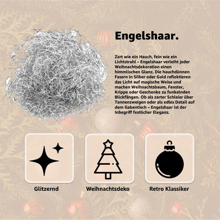 Engelshaar für Weihnachten & Advent als Dekoration & Deko ca. 15 Gramm (Silber)