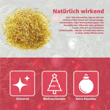 Engelshaar - gelockt Lametta ca. 15 Gramm - für Weihnachten & Advent als Deko Dekoration (Gold)