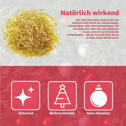Engelshaar - gelockt Lametta ca. 15 Gramm - für Weihnachten & Advent als Deko Dekoration (Gold)