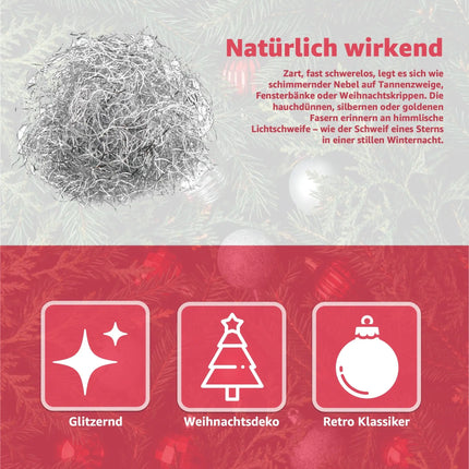 Engelshaar - gelockt Lametta ca. 15 Gramm - für Weihnachten & Advent als Deko Dekoration (Silber)