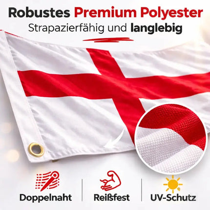 England Flagge 90x150 cm – WM 2026 Weltmeisterschaft Fahne Fanartikel aus strapazierfähigem – Detailansicht 2