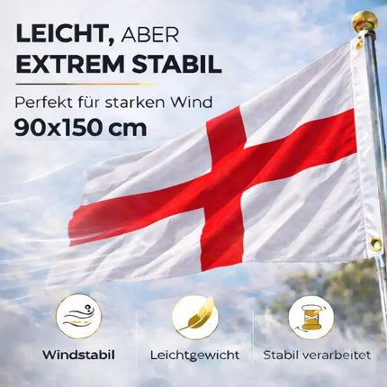 England Flagge 90x150 cm – WM 2026 Weltmeisterschaft Fahne Fanartikel aus strapazierfähigem – Detailansicht 3