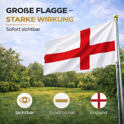 England Flagge 90x150 cm – WM 2026 Weltmeisterschaft Fahne Fanartikel aus strapazierfähigem – Detailansicht 4