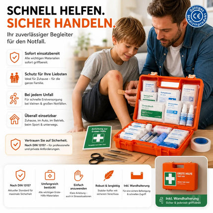 Erste Hilfe Koffer DIN 13157 Kasten für Wand & Zuhause & Betrieb – Detailansicht 2
