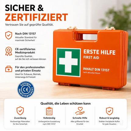 Erste Hilfe Koffer DIN 13157 Kasten für Wand & Zuhause & Betrieb – Detailansicht 4