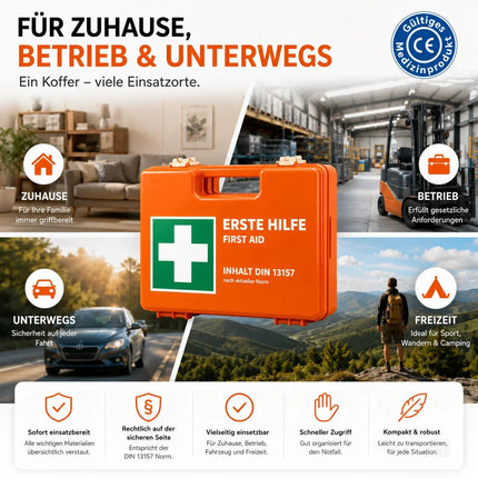 Erste Hilfe Koffer DIN 13157 Kasten für Wand & Zuhause & Betrieb – Detailansicht 6