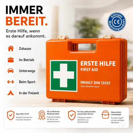 Erste Hilfe Koffer DIN 13157 Kasten für Wand & Zuhause & Betrieb – Detailansicht 8