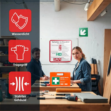 Erste Hilfe Koffer - DIN 13157:2021 nach aktueller Norm - inkl. Wandhalterung, Aufkleber - Erste Hilfe Verbandskasten geprüft - TK Gruppe® Offizieller Onlineshop