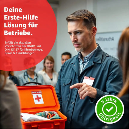 Erste Hilfe Koffer - DIN 13157:2021 nach aktueller Norm - inkl. Wandhalterung, Aufkleber - Erste Hilfe Verbandskasten geprüft - TK Gruppe® Offizieller Onlineshop