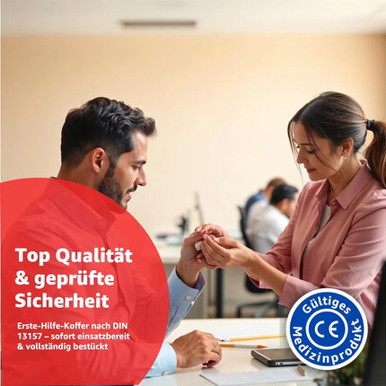 Erste Hilfe Koffer - DIN 13157:2021 nach aktueller Norm - inkl. Wandhalterung, Aufkleber - Erste Hilfe Verbandskasten geprüft - TK Gruppe® Offizieller Onlineshop