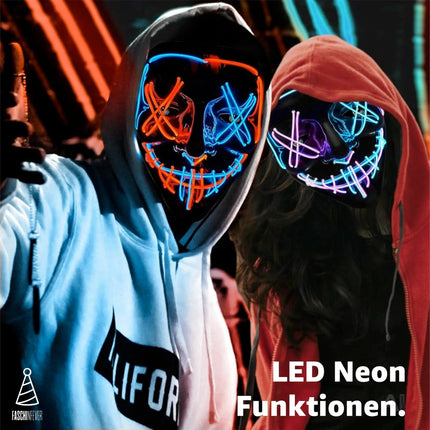 FASCHINFEVER LED Purge Maske blau/rot mix - Kostümmaske steuerbar für Halloween, Fasching & Karneval als Kostüm für Herren & Damen - TK Gruppe® Offizieller Onlineshop