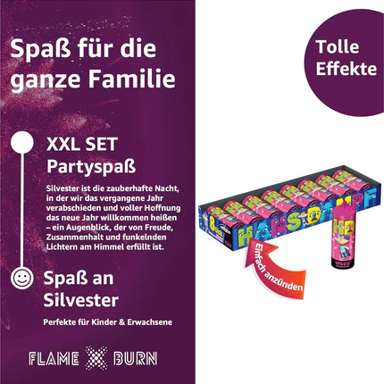 FLAME X BURN Hans Dampf XXL Set – 8-teiliges Jugendspaß und Tischartikel Kat. F1