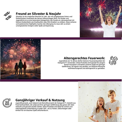 FLAME X BURN Summer Fountains 4er-Pack – Unterhaltung & Tischdeko Kat. F1 für Feiern, Silvester und Junge Gäste 2025