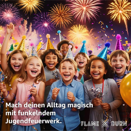 FLAME X BURN Summer Fountains 4er-Pack – Unterhaltung & Tischdeko Kat. F1 für Feiern, Silvester und Junge Gäste 2025