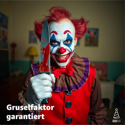 Fake Messer ca. 34 cm Accessoire mit Blut -für Halloween & Fasching - - Täuschend Echt für Horror Kostüm