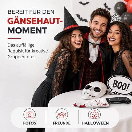 Fake Messer ca. 34 cm Accessoire mit Blut -für Halloween & Fasching - - Täuschend Echt für Horror Kostüm