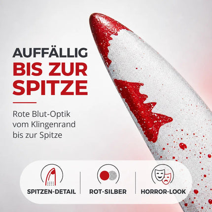 Fake Messer ca. 34 cm Accessoire mit Blut -für Halloween & Fasching - - Täuschend Echt für Horror Kostüm