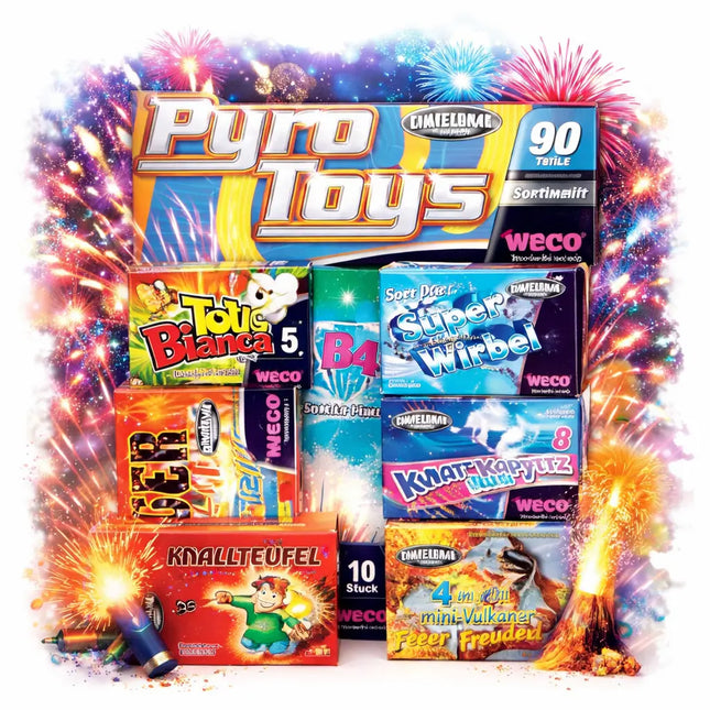 Feuerwerk- und Silvester-Set 2026 – perfekt für Partys, Neujahr und festliche Anlässe voller Fun und Atmosphäre - Set mit 90 Teilen (Pyro Mix)