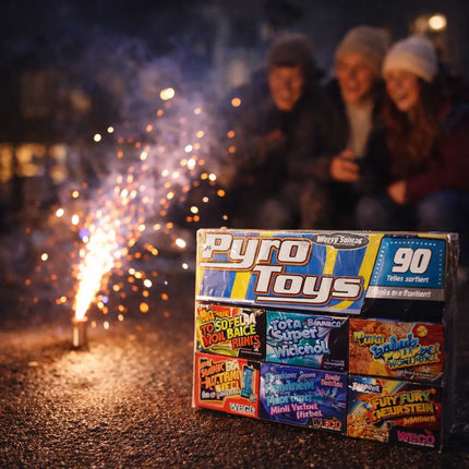 Feuerwerk- und Silvester-Set 2026 – perfekt für Partys, Neujahr und festliche Anlässe voller Fun und Atmosphäre - Set mit 90 Teilen (Pyro Mix)