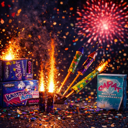 Feuerwerk- und Silvester-Set 2026 – perfekt für Partys, Neujahr und festliche Anlässe voller Fun und Atmosphäre - Set mit 90 Teilen (Pyro Mix)
