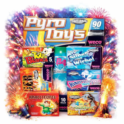 Feuerwerk- und Silvester-Set 2026 – perfekt für Partys, Neujahr und festliche Anlässe voller Fun und Atmosphäre - Set mit 90 Teilen (Pyro Mix)